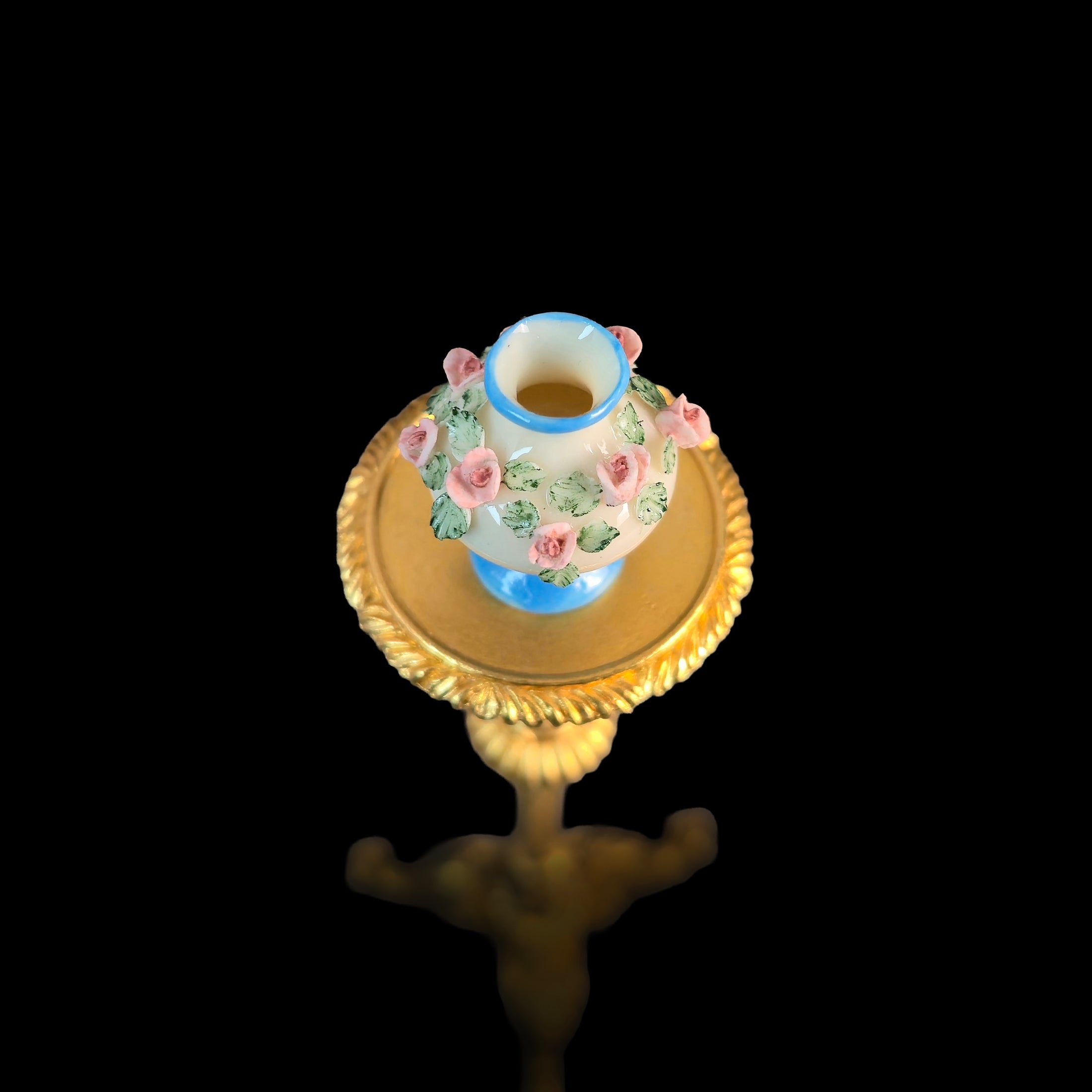 Artisan Pink Rose Porcelain Vase Dollhouse Miniature