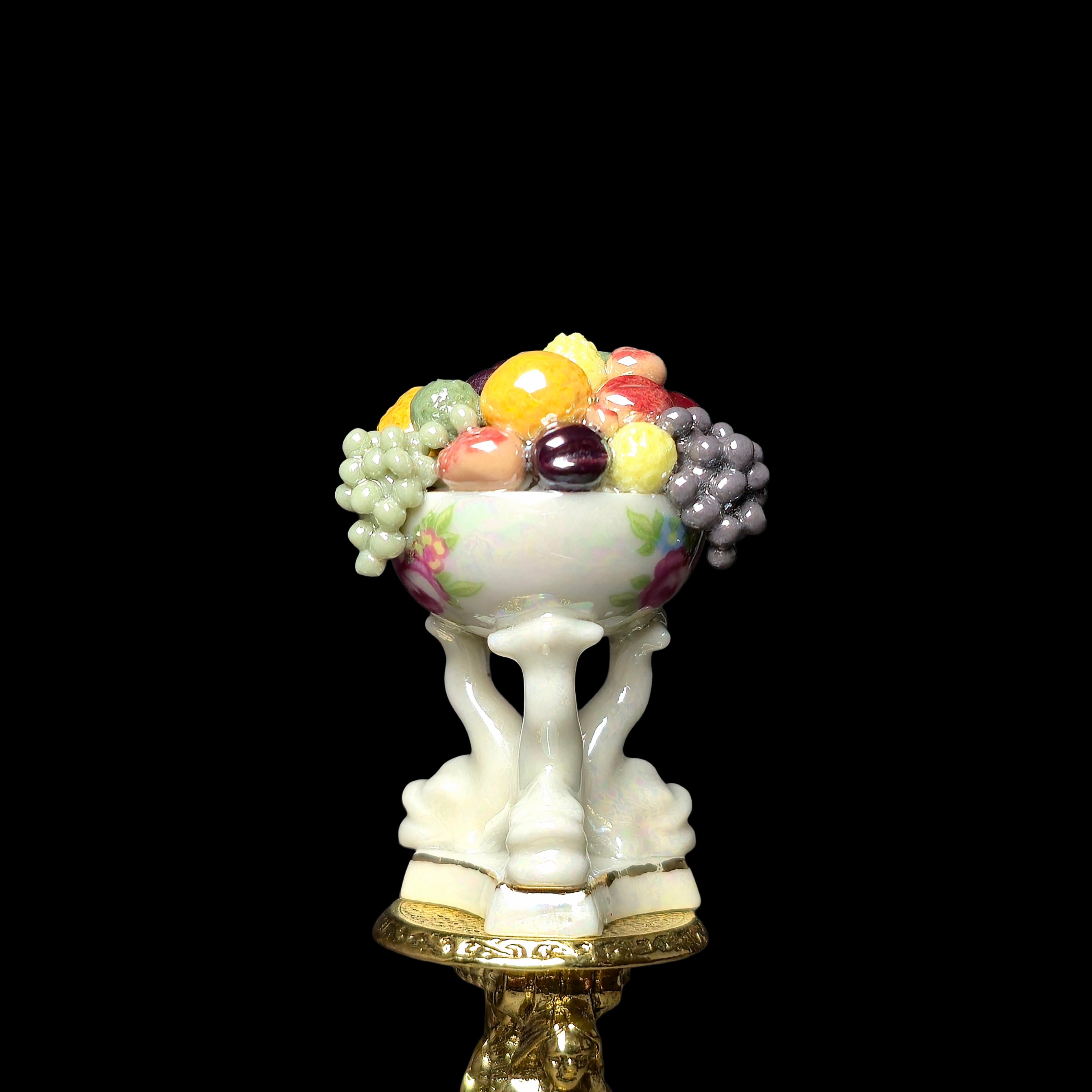 Vince Stapleton Iridescent Porcelain Fruit Bowl Dollhouse Centerpiece