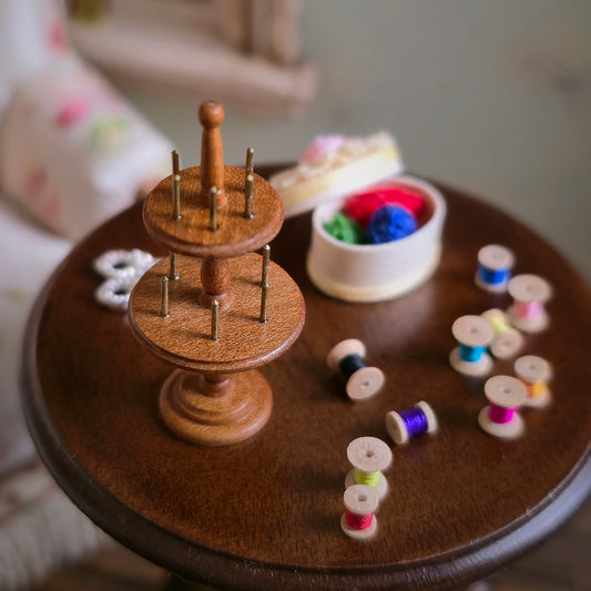 David Krupick Miniature Thread Holder with Spools OOAK Sewing Stand