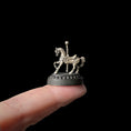 Load image into Gallery viewer, Miniature Sterling Silver Carousel Horse Sculpture on Wooden Base
