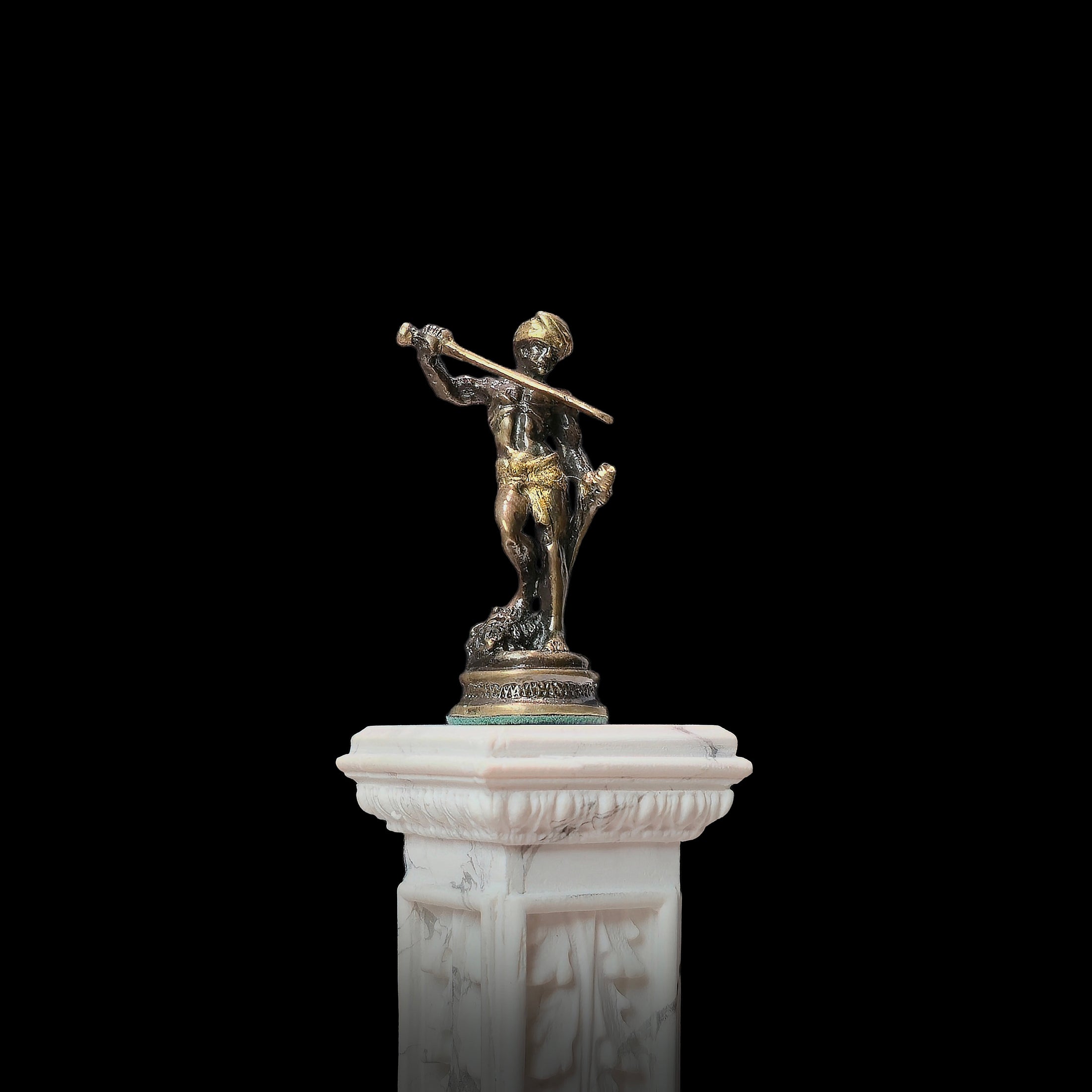 Antique-Style Bronze Victorious David & Goliath Statue Sculpture 1:12 Scale