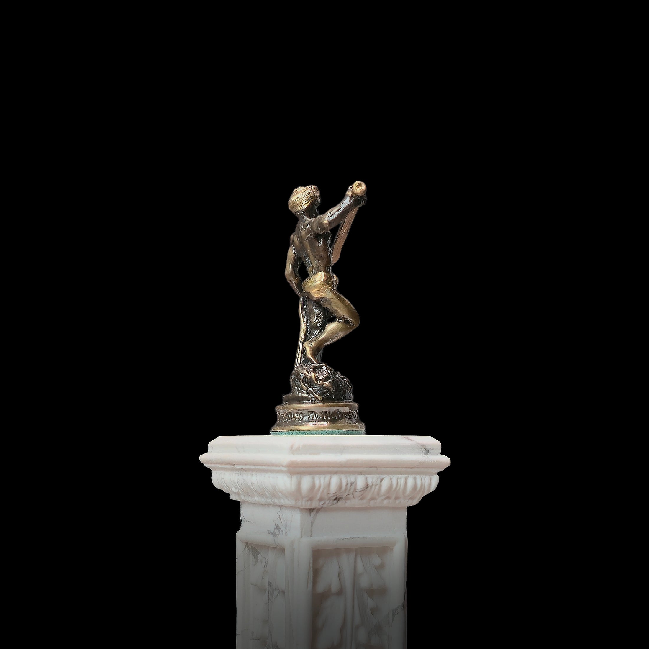 Antique-Style Bronze Victorious David & Goliath Statue Sculpture 1:12 Scale