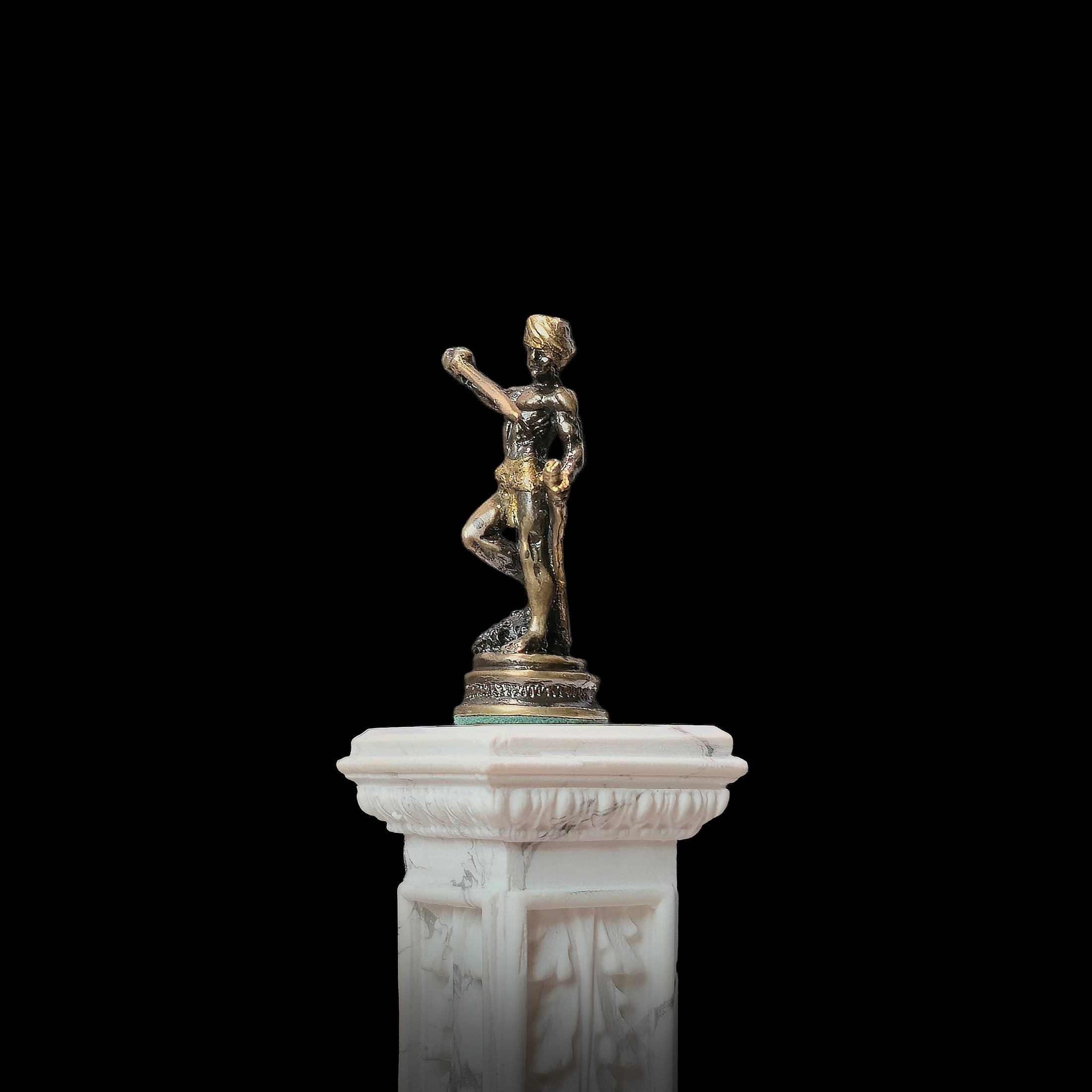 Antique-Style Bronze Victorious David & Goliath Statue Sculpture 1:12 Scale