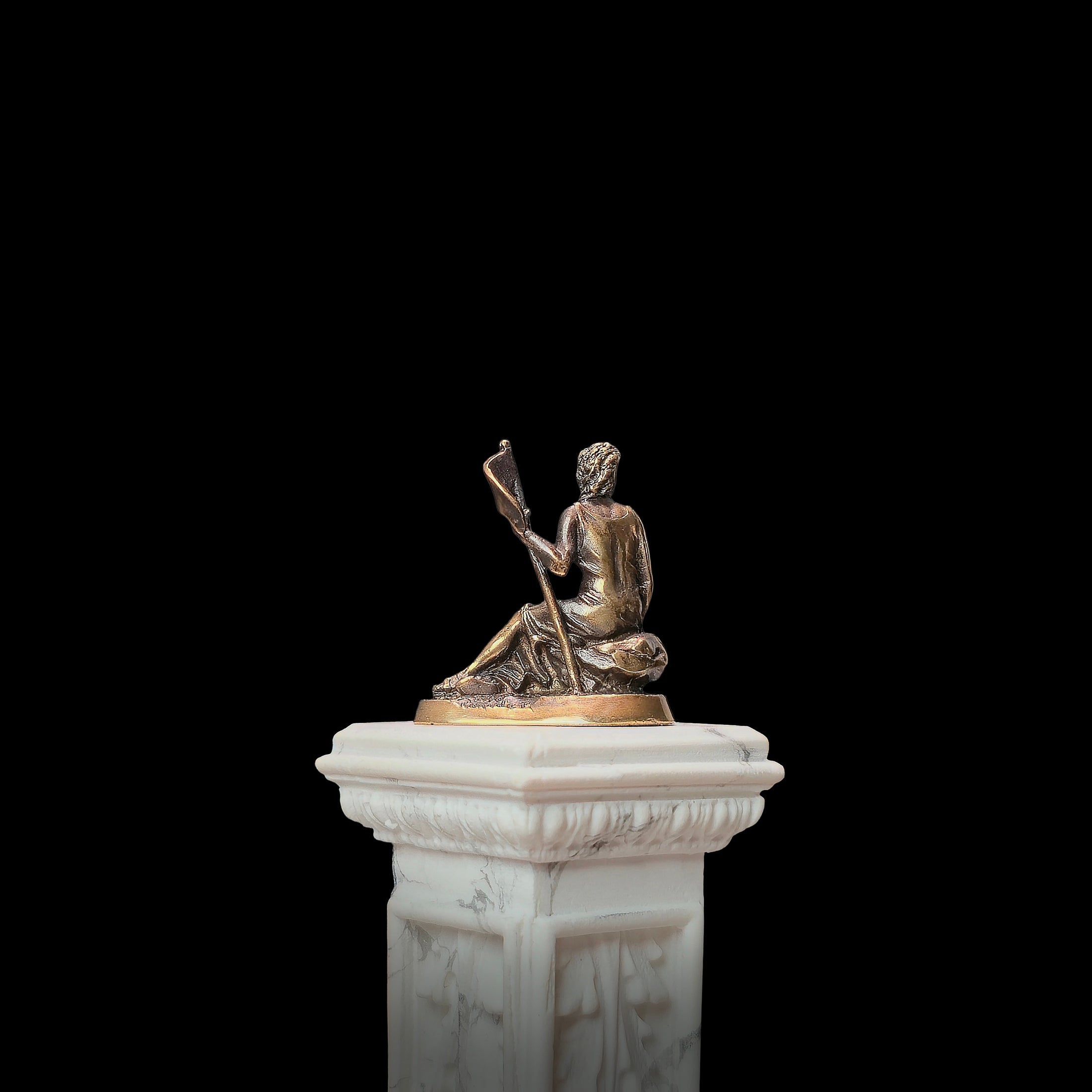 Neoclassical Seated Female Bronze Sculpture Statue Figurine