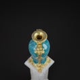 Load image into Gallery viewer, David Iriarte Gold Plated Bronze & Green Enameled Faux Marble Urn Vase A
