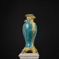 Load image into Gallery viewer, David Iriarte Gold Plated Bronze & Green Enameled Faux Marble Urn Vase A
