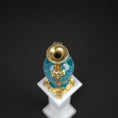 Load image into Gallery viewer, David Iriarte Gold Plated Bronze & Green Enameled Faux Marble Urn Vase B
