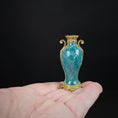 Load image into Gallery viewer, David Iriarte Gold Plated Bronze & Green Enameled Faux Marble Urn Vase B
