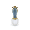 Load image into Gallery viewer, David Iriarte Gold Plated Bronze & Blue Enameled Faux Marble Asian Urn Vase A

