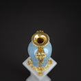 Load image into Gallery viewer, David Iriarte Gold Plated Bronze & Blue Enameled Faux Marble Asian Urn Vase B
