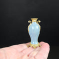 Load image into Gallery viewer, David Iriarte Gold Plated Bronze & Blue Enameled Faux Marble Asian Urn Vase B
