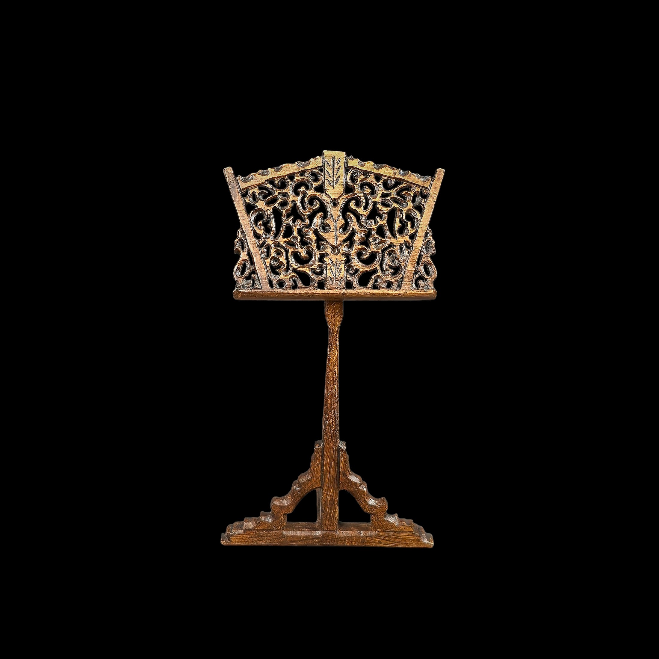 Intricate Geoffrey Bishop Hand-Carved Victorian Sheet Music Stand 1:12 Scale