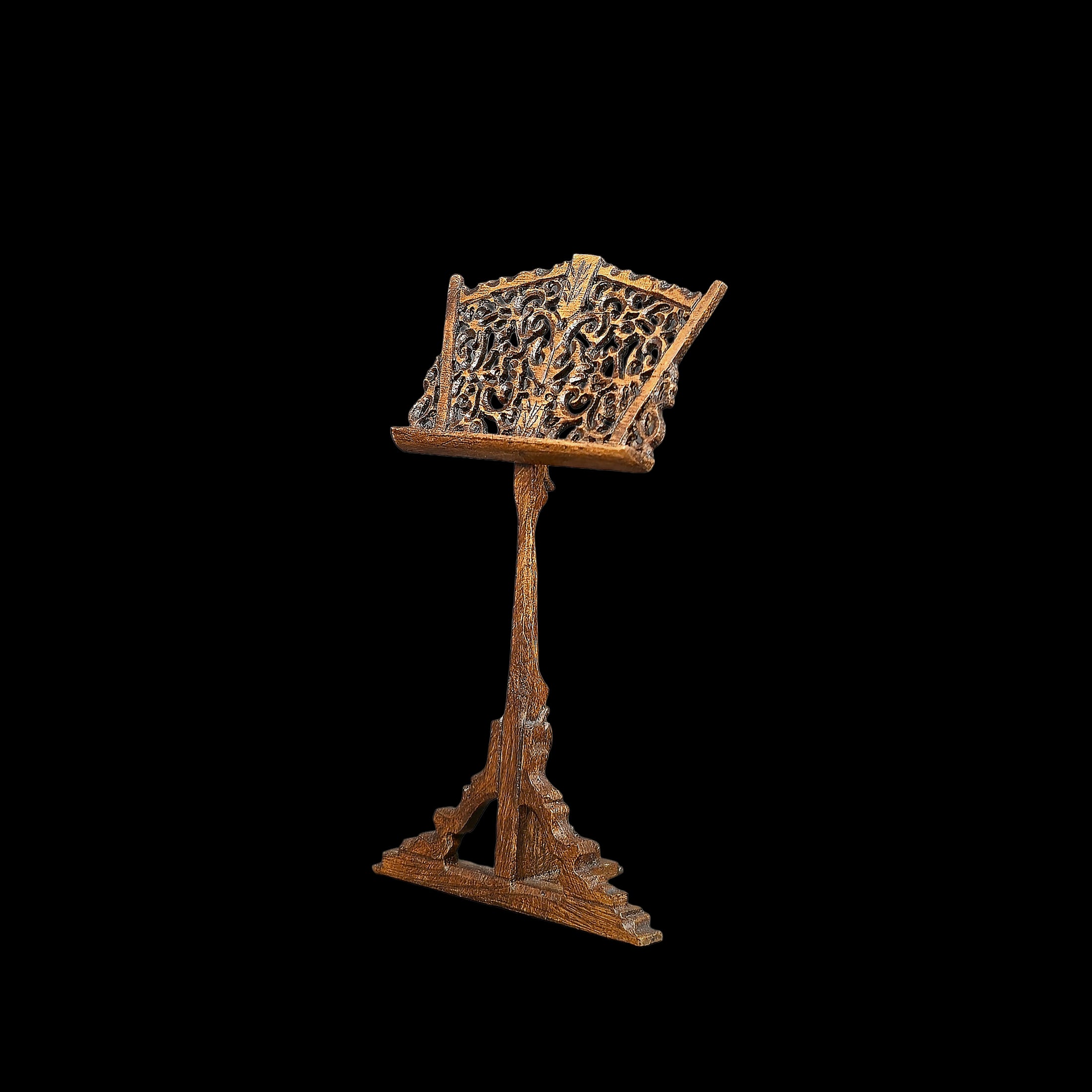 Intricate Geoffrey Bishop Hand-Carved Victorian Sheet Music Stand 1:12 Scale