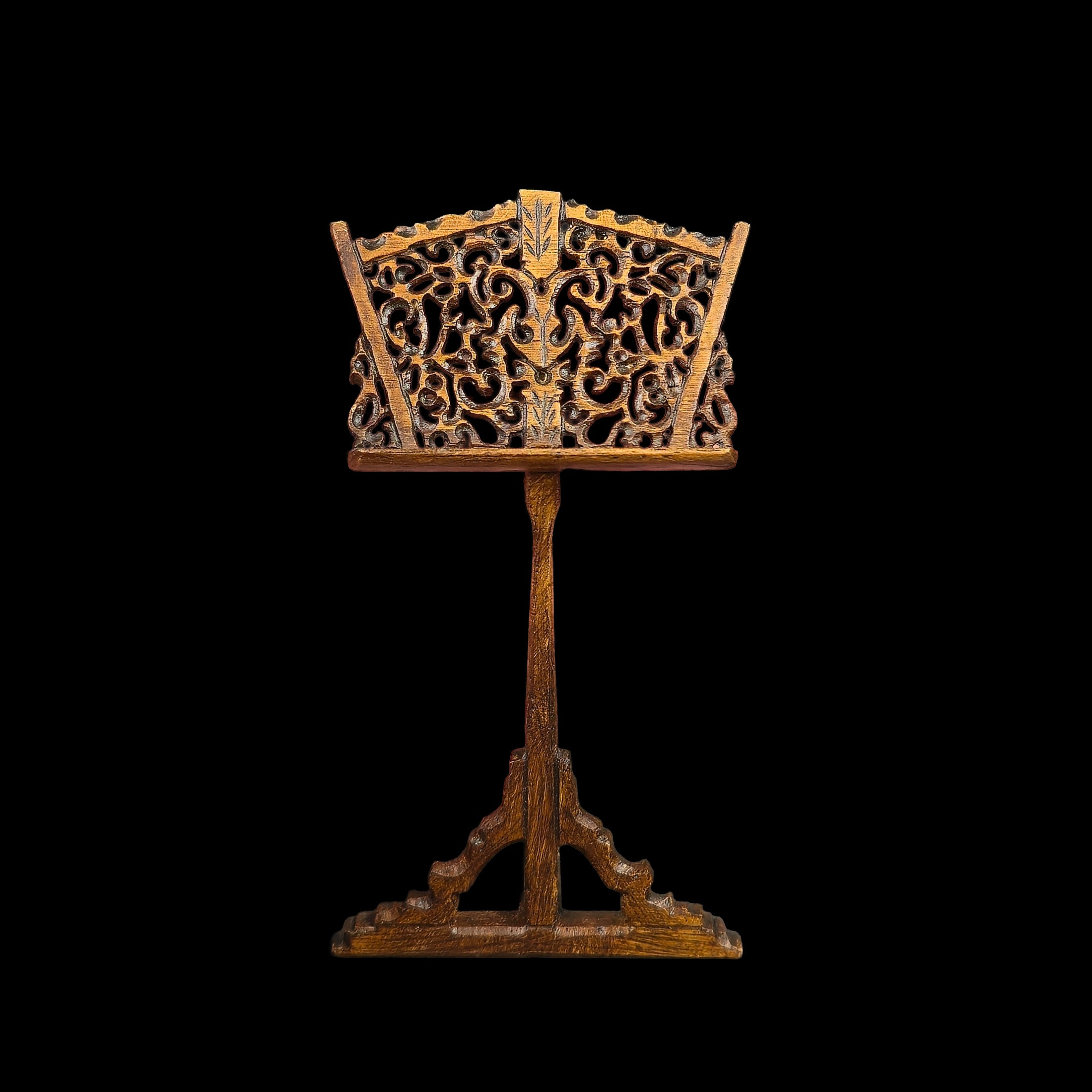Intricate Geoffrey Bishop Hand-Carved Victorian Sheet Music Stand 1:12 Scale