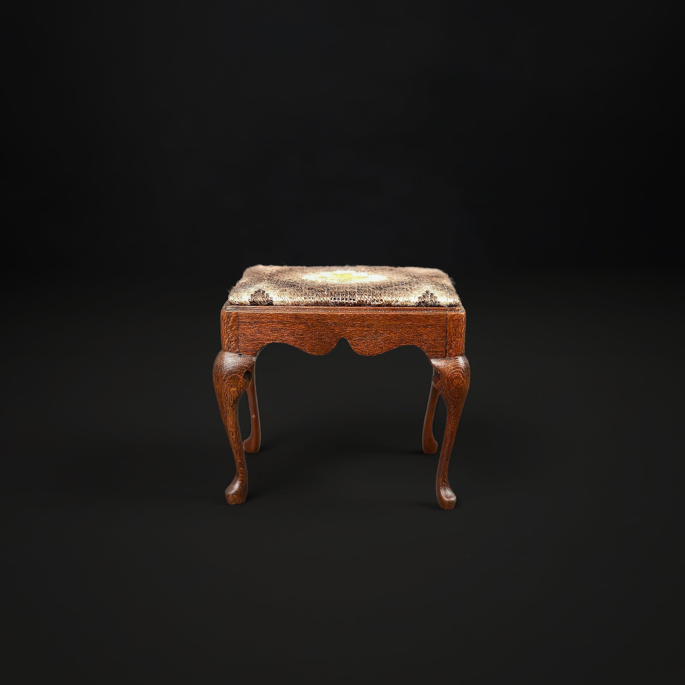 Roger L. Gutheil Queen Anne Embroidered Footstool 1:12 Scale