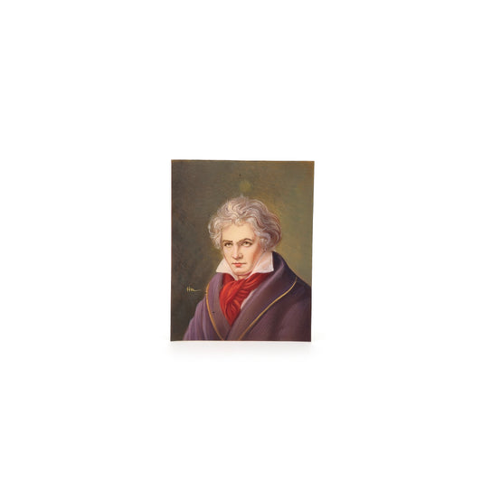 Antique Beethoven Hand Painted Portrait Miniature on Ivory Wafer 1:12 Scale