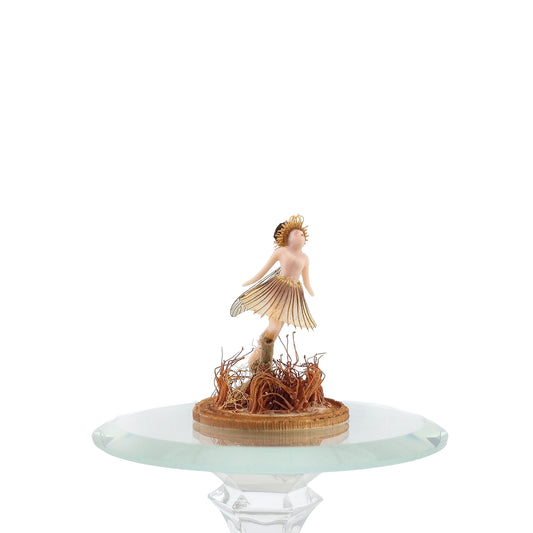 OOAK Fairy in Glass Cloche with Flower Petal Skirt Shelf Sitter 1:12 Scale
