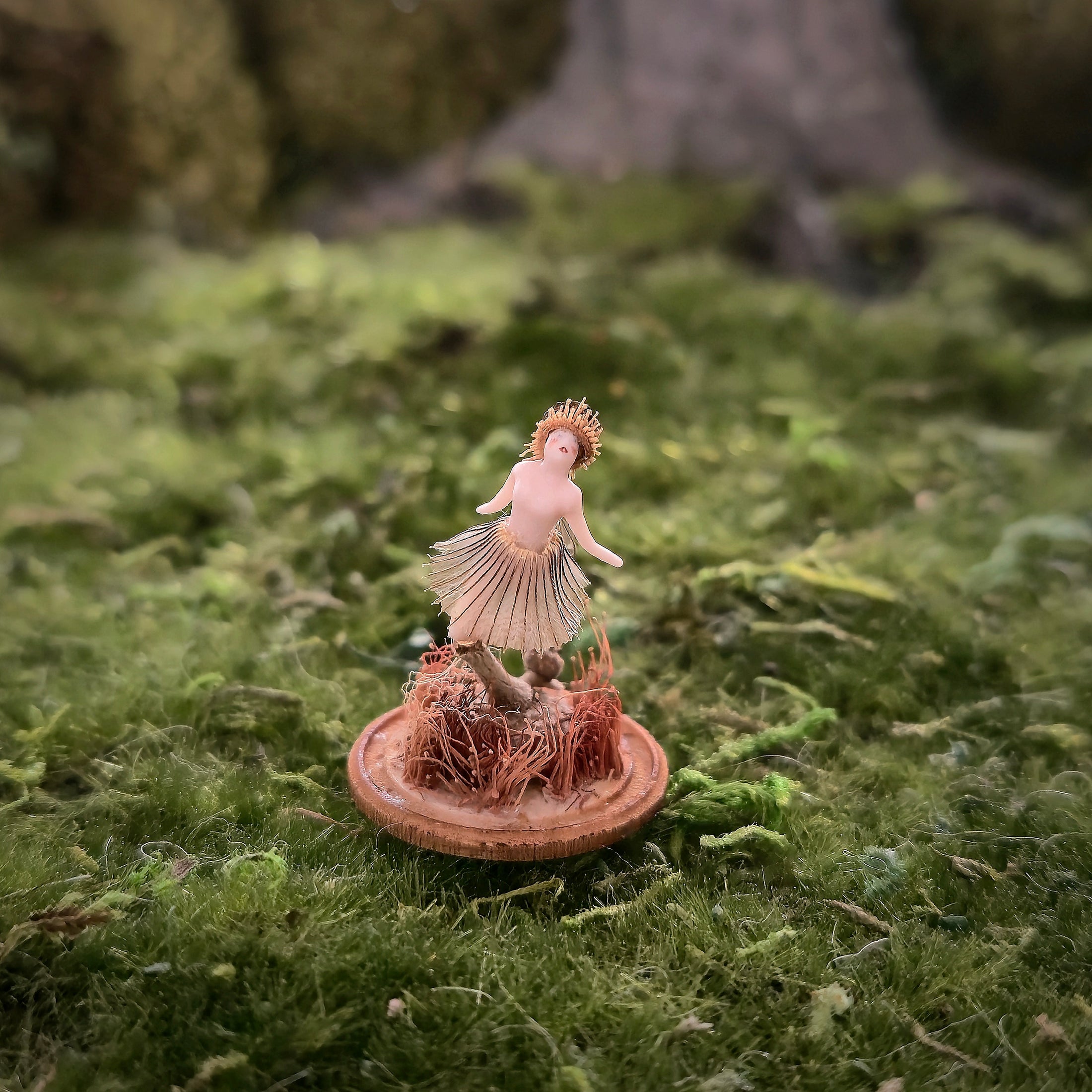 OOAK Fairy in Glass Cloche with Flower Petal Skirt Shelf Sitter 1:12 Scale