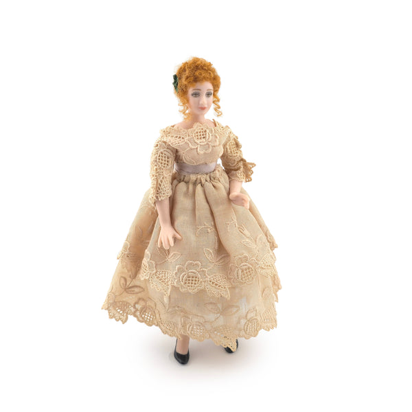 Porcelain Victorian Lady in Lace Gown Artisan Miniature Doll
