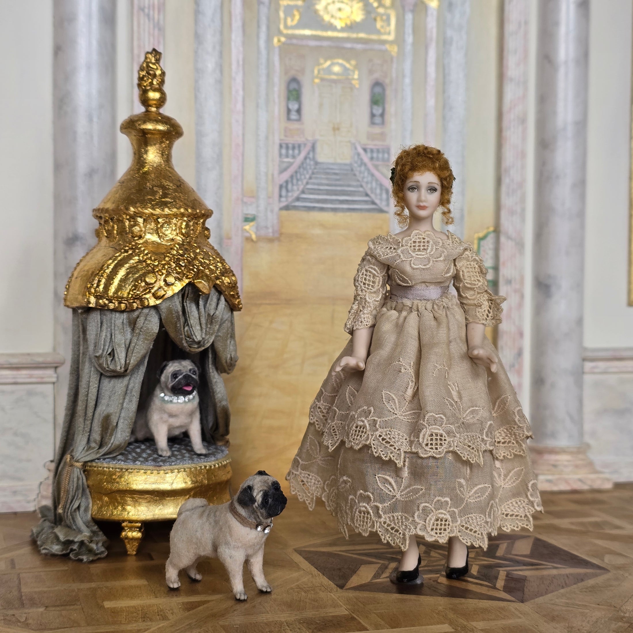 Porcelain Victorian Lady in Lace Gown Artisan Miniature Doll