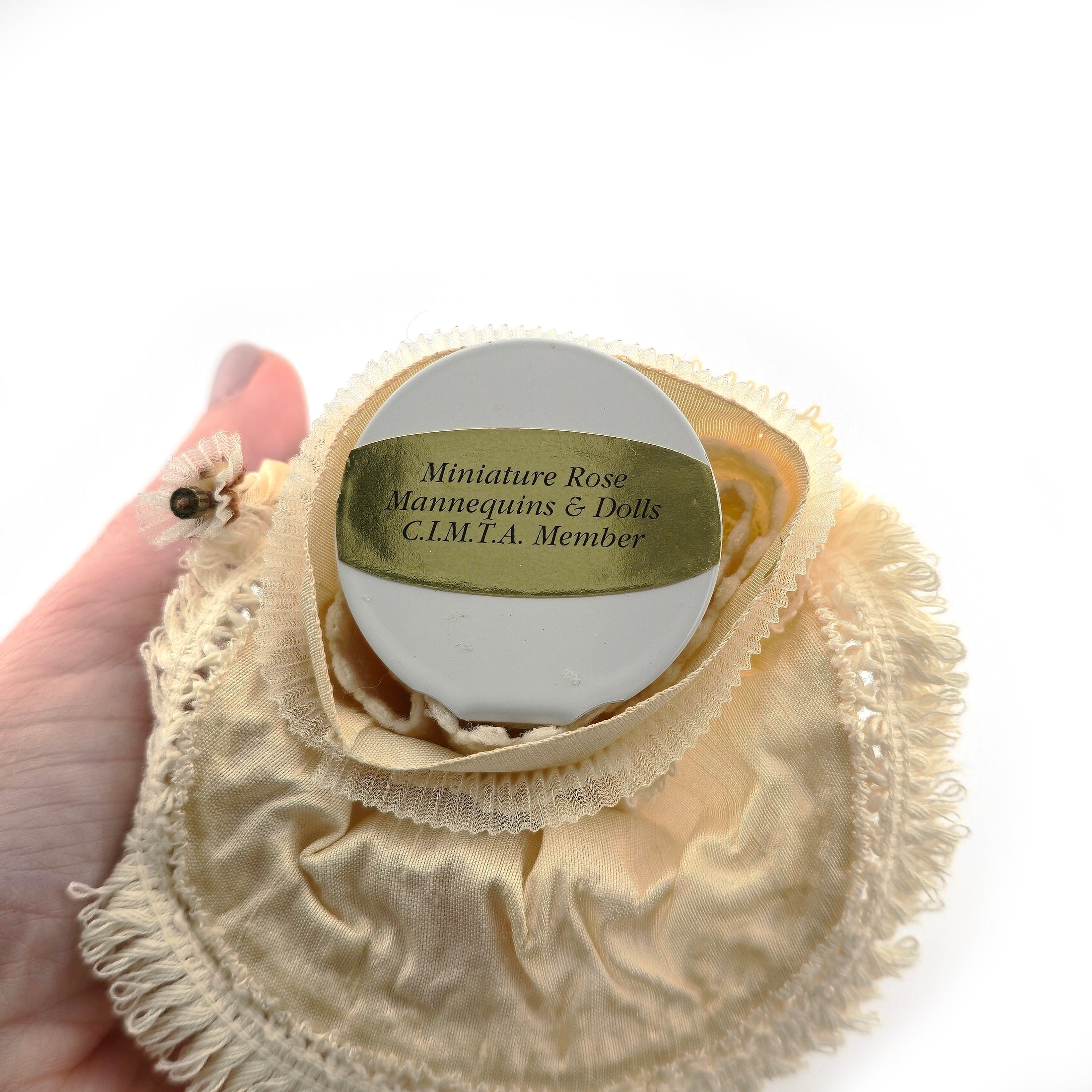 Miniature Rose Victorian Lady Porcelain Dollhouse Doll w Hat & Parasol