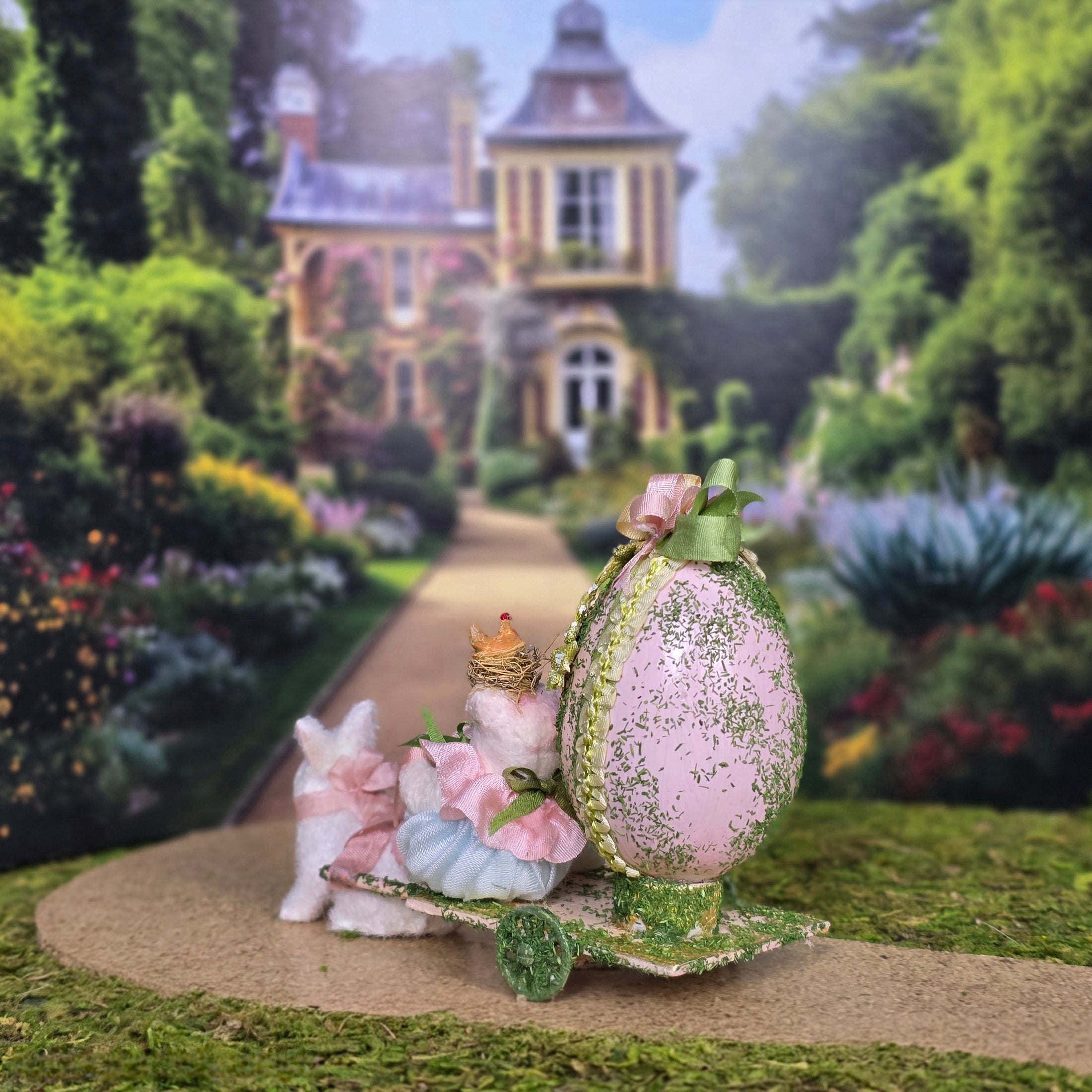 Le Coffre d’Emilie Easter Bunny Egg Coach Miniature Vignette