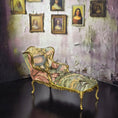 Load image into Gallery viewer, OOAK Gilt Needlepoint Upholstered Chaise Lounge Dollhouse Miniature
