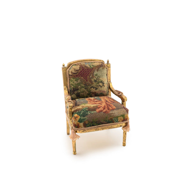 June Clinkscales Petit Point Armchair Dollhouse Miniature Rare