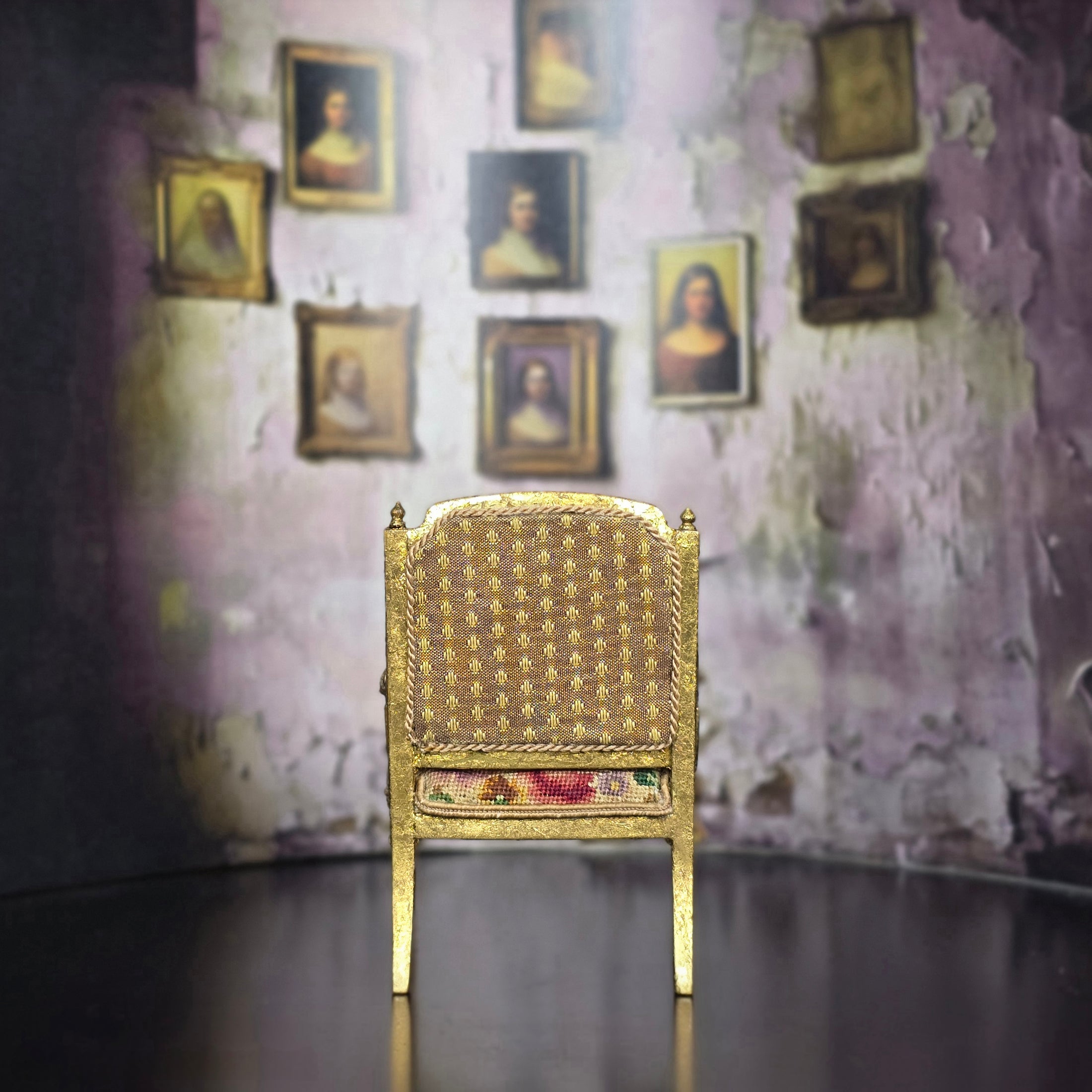 June Clinkscales Petit Point Armchair Dollhouse Miniature Rare