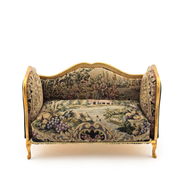 June Clinkscales Victorian Tapestry Settee Dollhouse Miniature