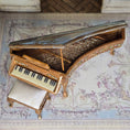 Load image into Gallery viewer, H. O’Keefe Hand Painted Floral Harpsichord with Silk Bench Dollhouse Piano
