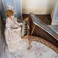 Load image into Gallery viewer, H. O’Keefe Hand Painted Floral Harpsichord with Silk Bench Dollhouse Piano

