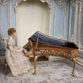Load image into Gallery viewer, H. O’Keefe Hand Painted Floral Harpsichord with Silk Bench Dollhouse Piano
