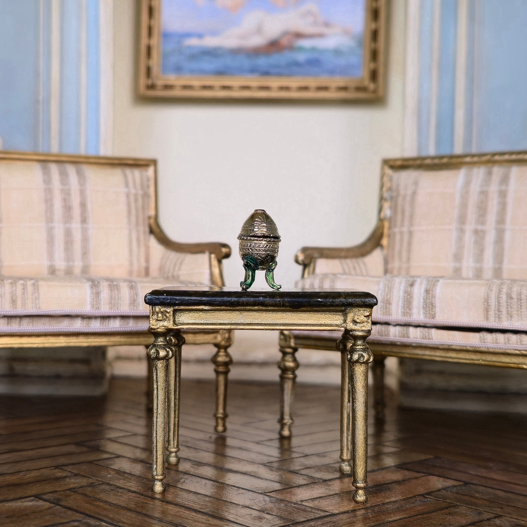 Eugene Kupjack Sterling Silver Fabergé Style Miniature Egg