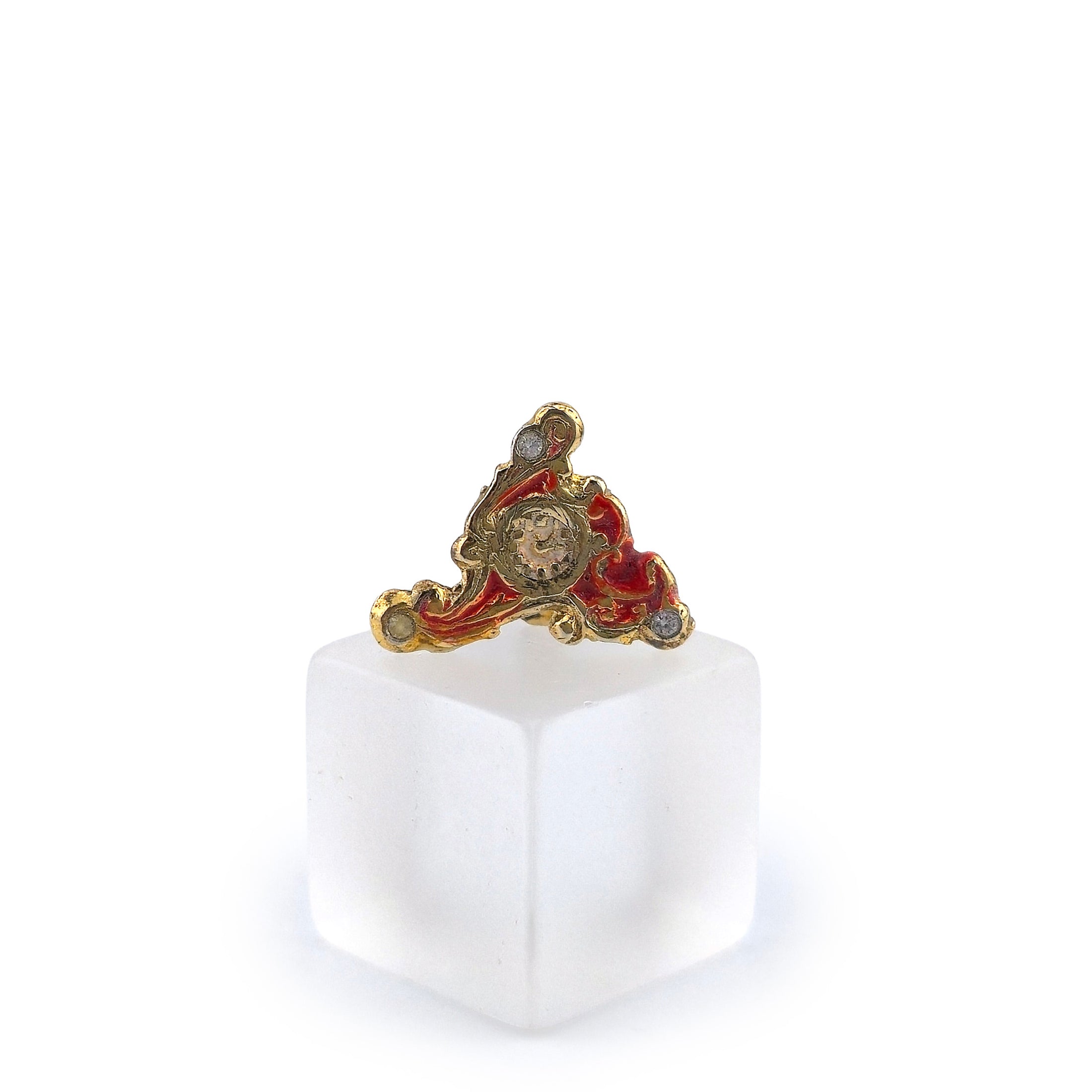 Eugene Kupjack Fabergé Style Miniature Bronze Mantle Clock