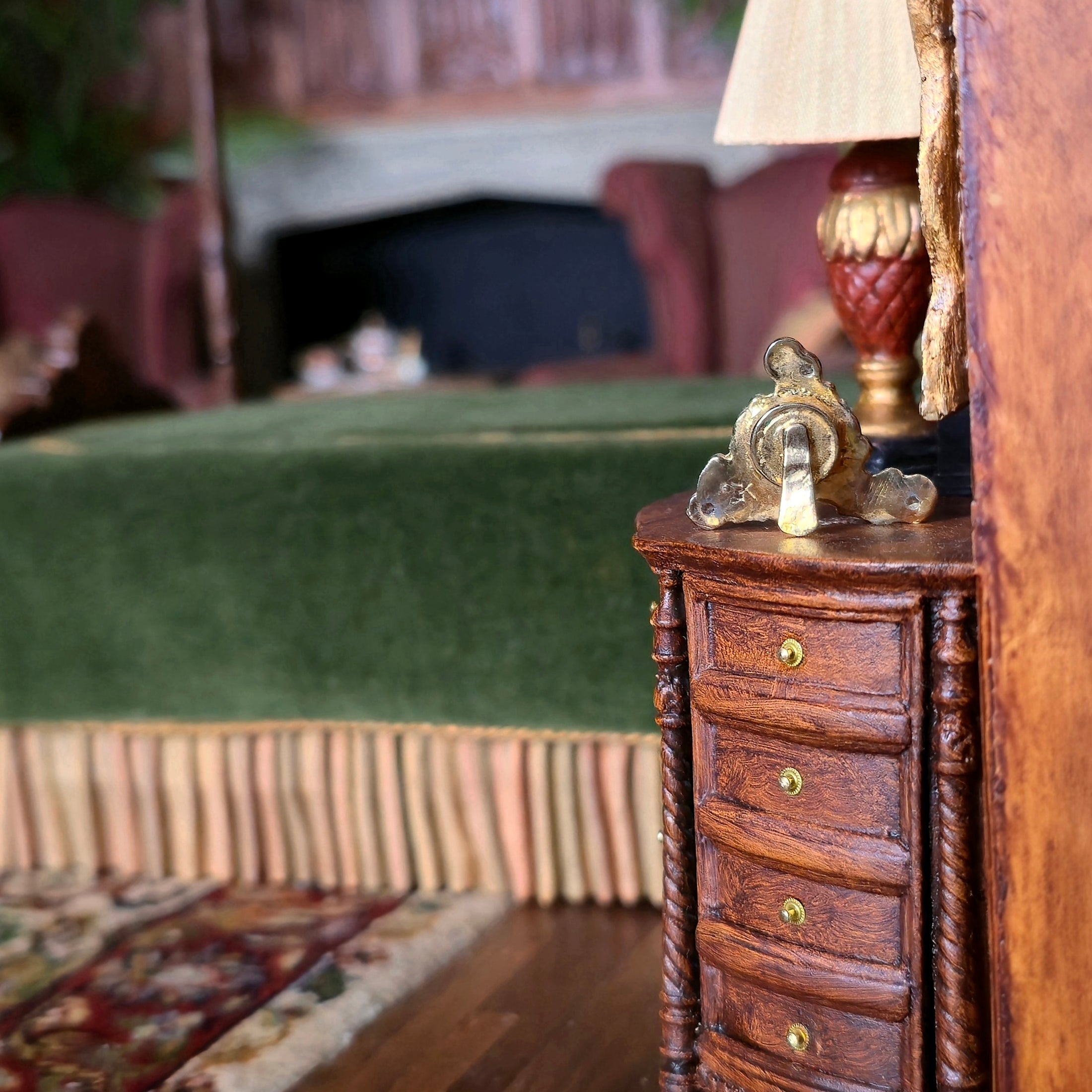 Eugene Kupjack Fabergé Style Miniature Bronze Mantle Clock