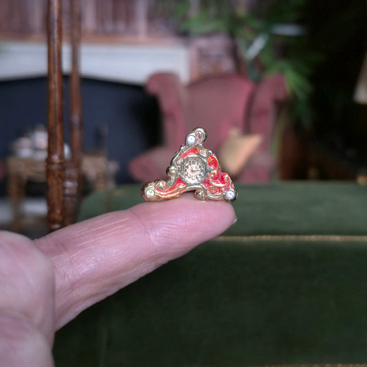 Eugene Kupjack Fabergé Style Miniature Bronze Mantle Clock