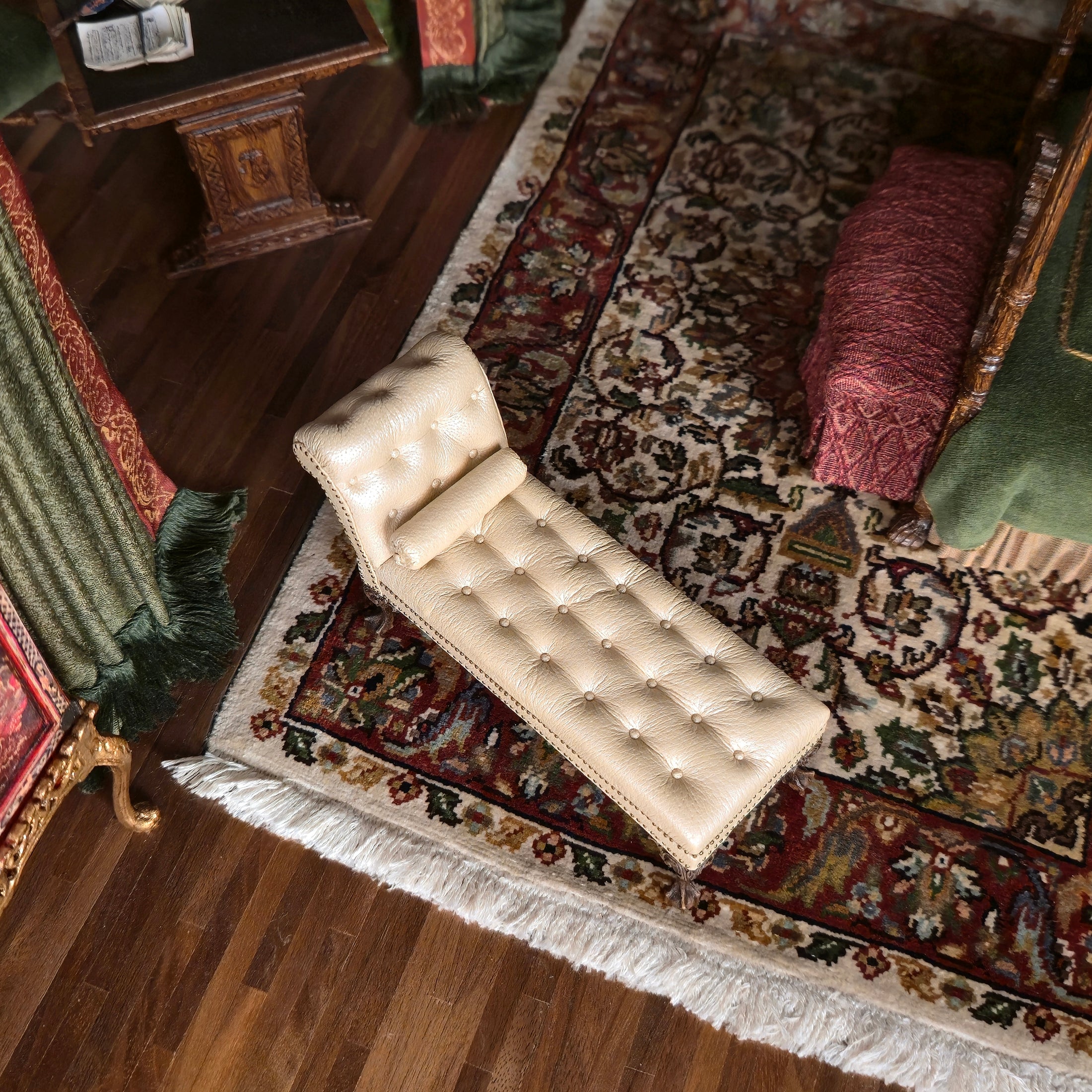 Gail Steffey Miniature Leather Fainting Sofa Chaise