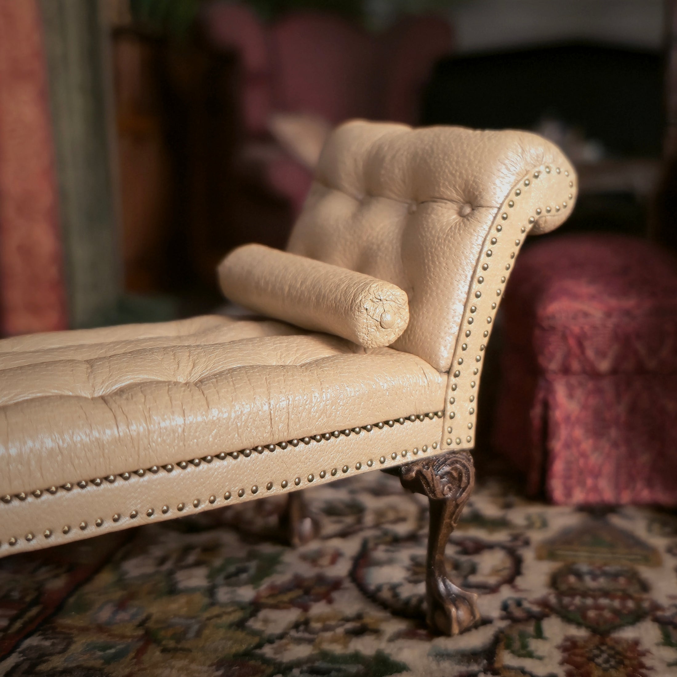 Gail Steffey Miniature Leather Fainting Sofa Chaise