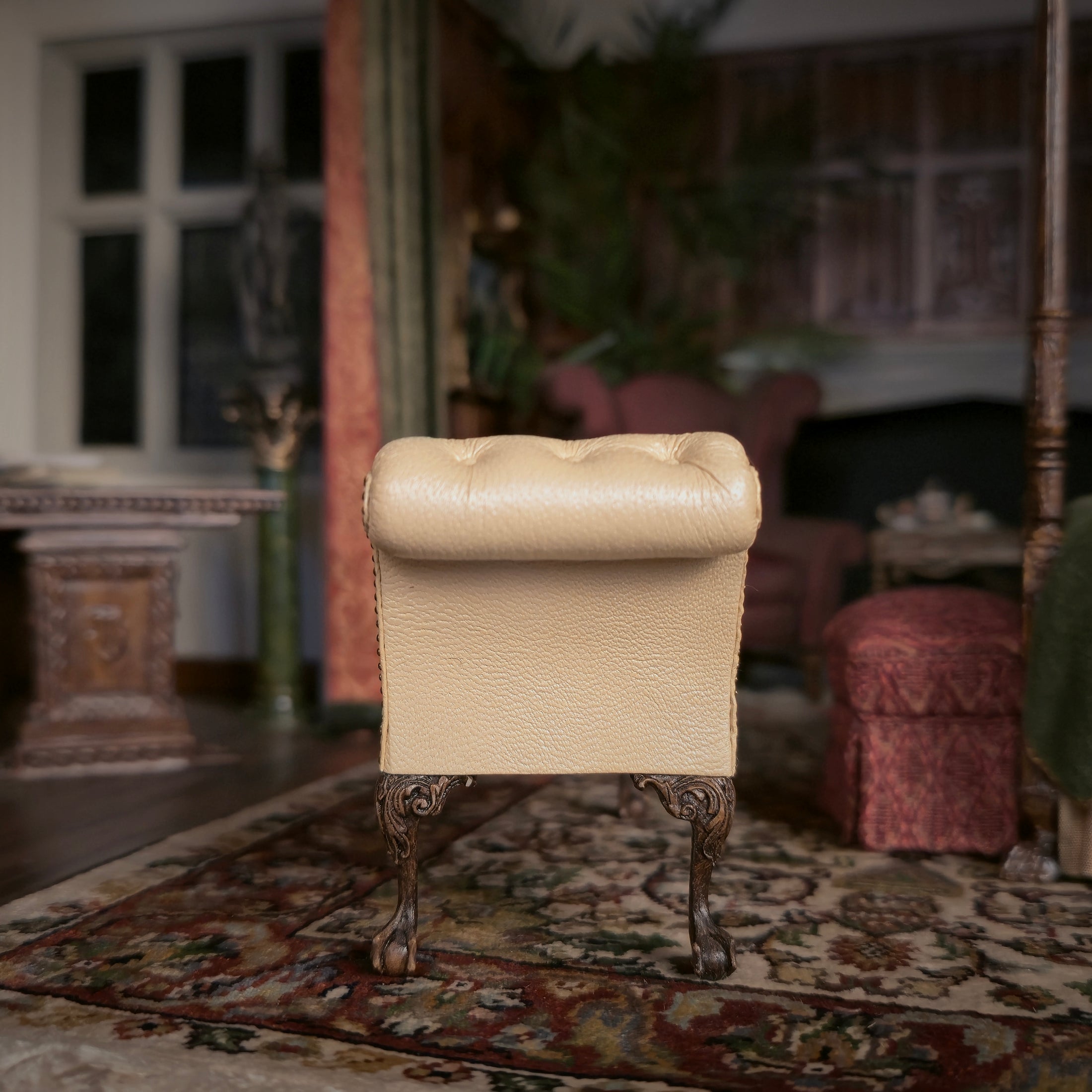 Gail Steffey Miniature Leather Fainting Sofa Chaise