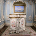 Load image into Gallery viewer, Renee Isabelle Miniature Hand Painted Cabinet Faux Marble Top Signed 1990

