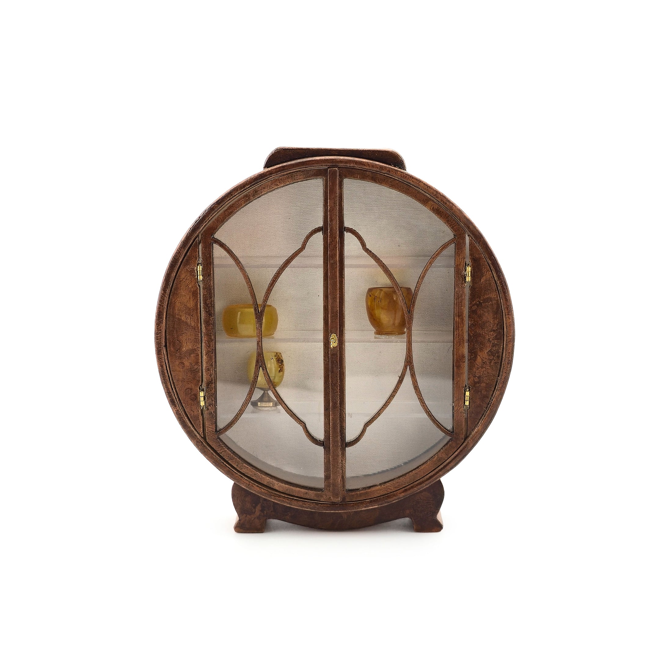Cristina Noriega Art Deco Miniature Burl Wood & Glass Display Cabinet IGMA