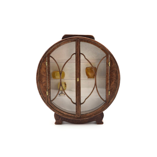 Cristina Noriega Art Deco Miniature Burl Wood & Glass Display Cabinet IGMA