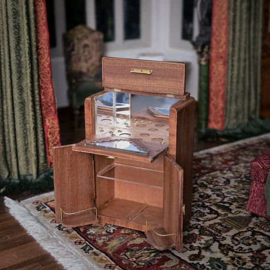 Cristina Noriega Art Deco Miniature Bar Cabinet Burl Wood & Glass IGMA