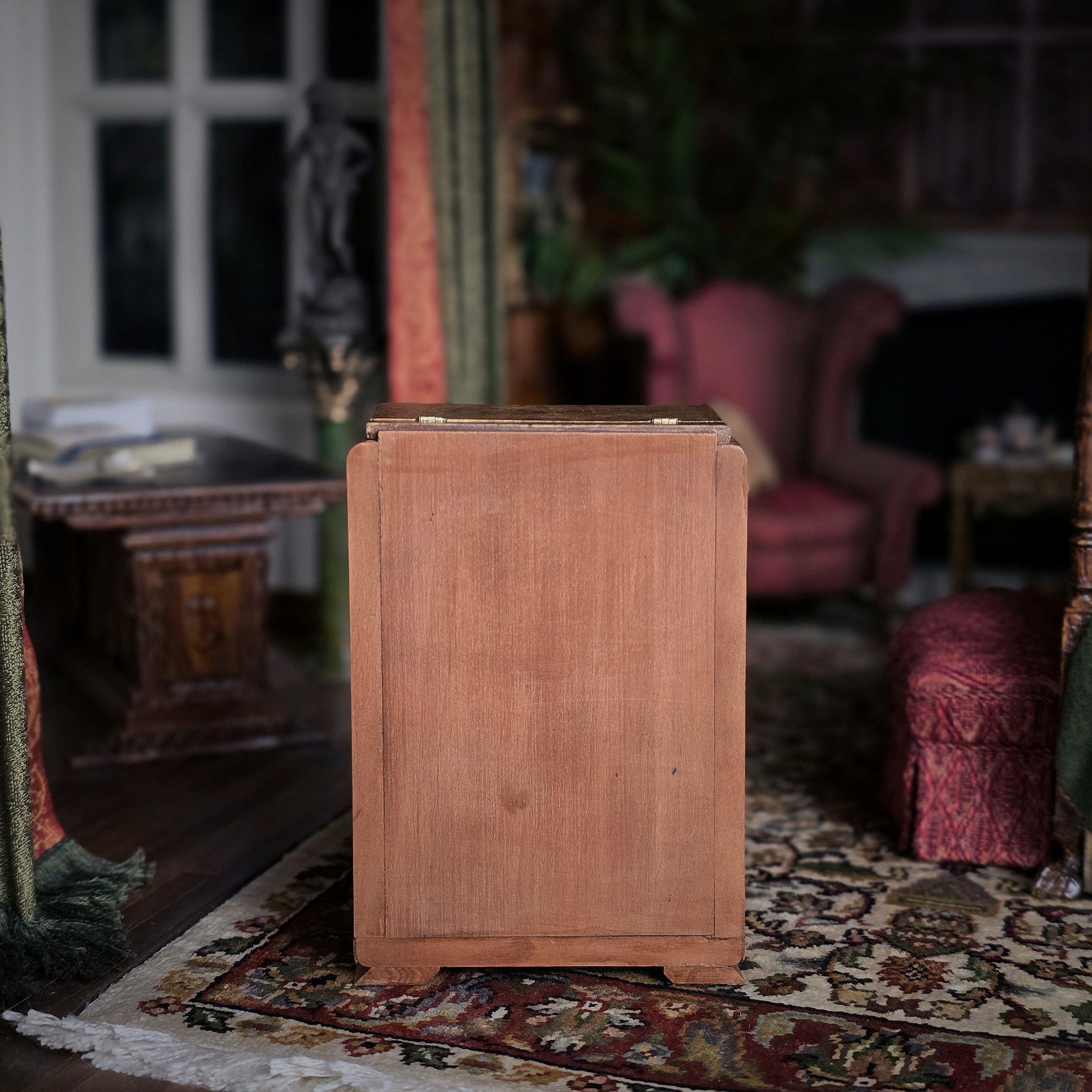 Cristina Noriega Art Deco Miniature Bar Cabinet Burl Wood & Glass IGMA