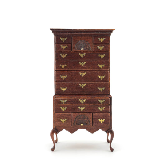 Walter J Schutter IGMA Miniature Highboy Chest Queen Anne 1:12