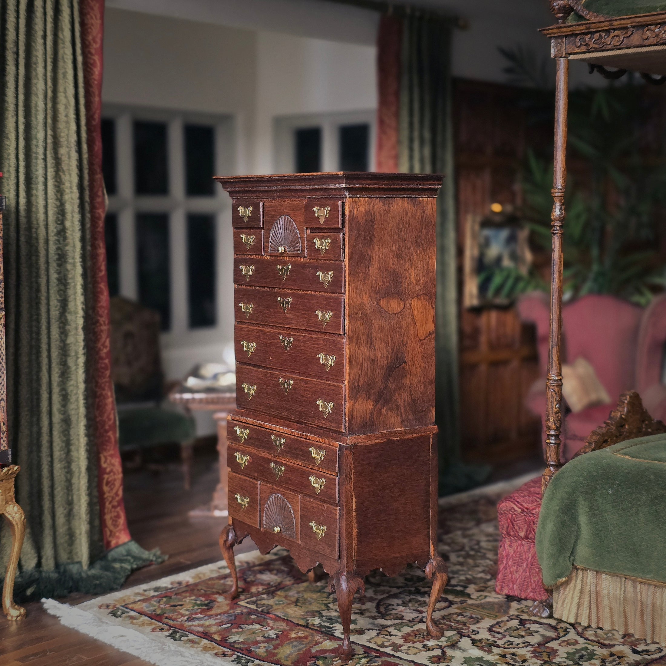 Walter J Schutter IGMA Miniature Highboy Chest Queen Anne 1:12