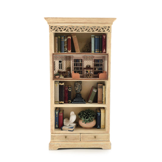 Japanese Artisan Miniature Bookcase with a Tiny Room Inside 1:12 OOAK