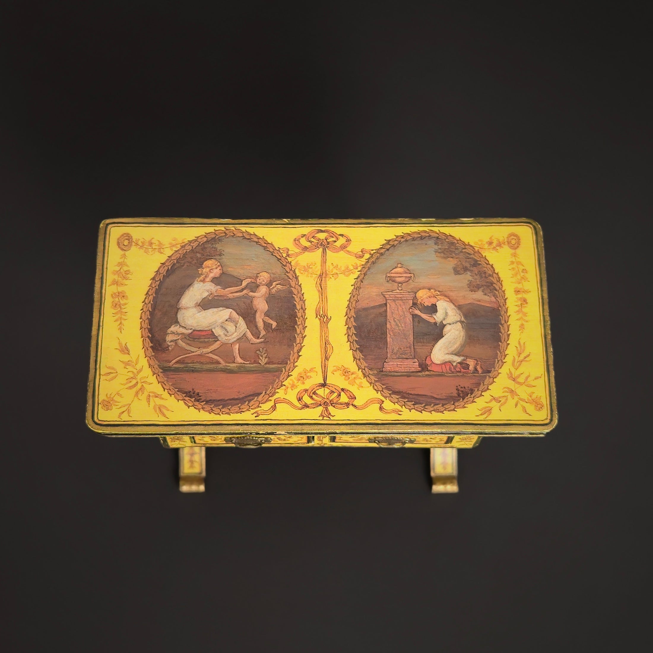 OOAK Hand Painted French Style Miniature Desk Mourning Scene