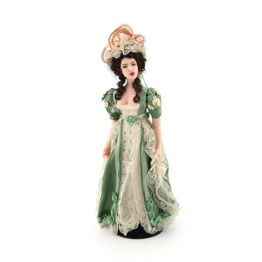 OOAK Dana Burton Porcelain Lady Doll in Green Silk Regency Gown